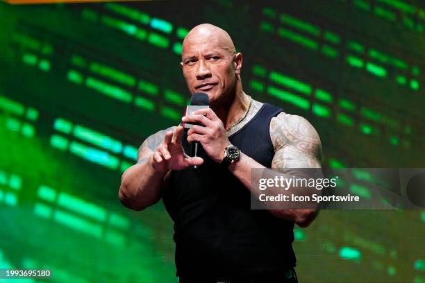 Dwayne "The Rock" Johnson, Ten-Time WWE World Champion during the WWE Wrestlemania XL Kickoff on February 08 at T-Mobile Arena in Las Vegas, NV.