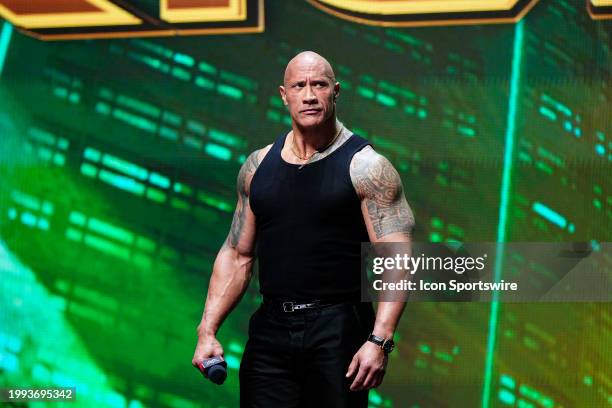 Dwayne "The Rock" Johnson, Ten-Time WWE World Champion during the WWE Wrestlemania XL Kickoff on February 08 at T-Mobile Arena in Las Vegas, NV.