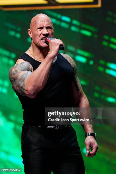 Dwayne "The Rock" Johnson, Ten-Time WWE World Champion during the WWE Wrestlemania XL Kickoff on February 08 at T-Mobile Arena in Las Vegas, NV.