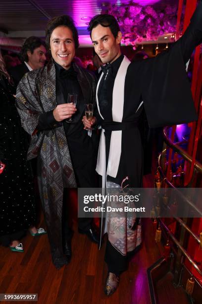 Guest and Mark-Francis Vandelli attend Stanley Zhu's Year of Dragon Celebration at Dixie Queen on February 10, 2024 in London, England.