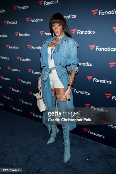 Winnie Harlow at Michael Rubin's Fanatics Super Bowl Party held at Marquee Dayclub Las Vegas at The Cosmopolitan on February 10, 2024 in Las Vegas,...