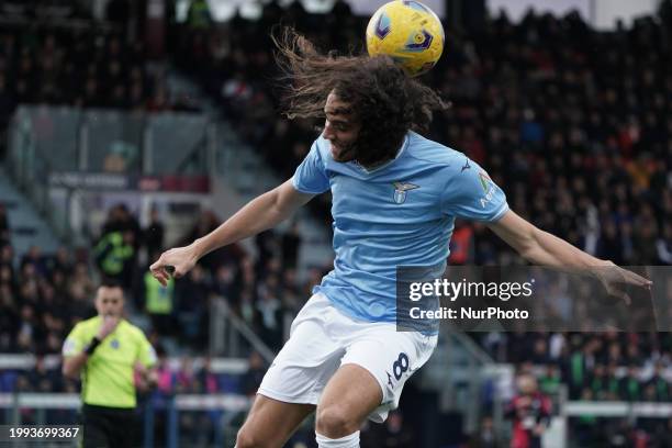 Matteo Guendouzi of SS Lazio is playing during the Serie A TIM match between Cagliari Calcio and SS Lazio in Cagliari, Italy, on February 10, 2024.