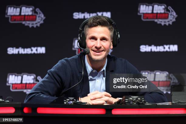 Dan Orlovsky speaks on SiriusXM at Super Bowl LVIII on February 07, 2024 in Las Vegas, Nevada.