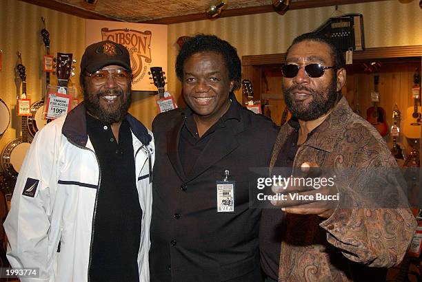 Eddie Holland, Lamont Dozier and Brian Holland of the legendary Motown songwriting team Holland-Dozier-Holland attend a ceremony honoring them with...