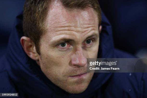 Stuart Lewis, Head Coach of Tottenham Hotspur U18, looks on prior to the FA Youth Cup fifth-round match between Tottenham Hotspur U18 and AFC...
