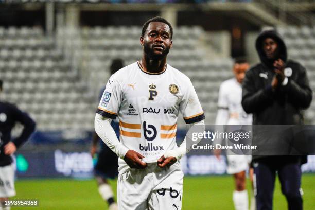 Disappointment for Jordy Gaspar of Pau after his side concedes a late equaliser during the Ligue 2 BKT match between Paris Football Club and Pau...