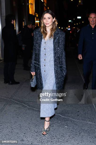 Elizabeth Olsen attends Chanel celebrates the Watches & Fine Jewelry Fifth Avenue flagship boutique grand opening on February 07, 2024 in New York...