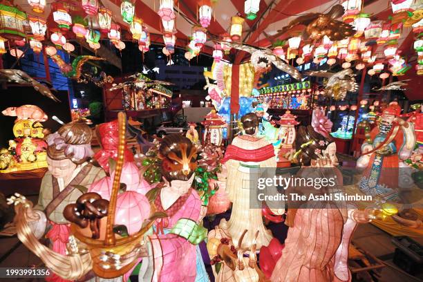 Test illumination of the Nagasaki Lantern Festival takes place on February 7, 2024 in Nagasaki, Japan. The festival begins on February 9 to celebrate...