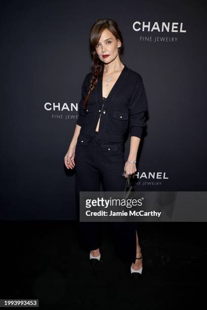 Katie Holmes, wearing CHANEL, attends the CHANEL Dinner to celebrate the Watches & Fine Jewelry Fifth Avenue Flagship Boutique Opening on February...