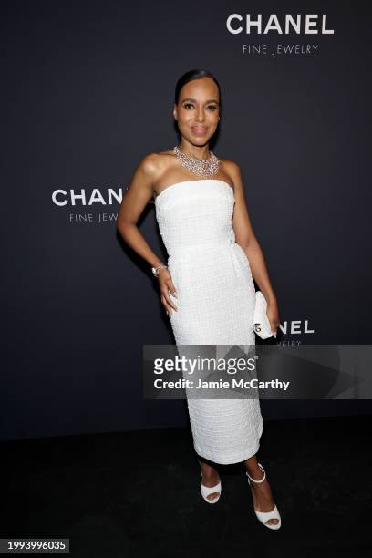 Kerry Washington, wearing CHANEL, attends the CHANEL Dinner to celebrate the Watches & Fine Jewelry Fifth Avenue Flagship Boutique Opening on...