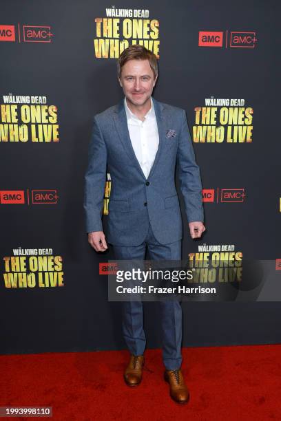 Chris Hardwick attends the premiere for AMC+ "The Walking Dead: The Ones Who Live" at Linwood Dunn Theater on February 07, 2024 in Los Angeles,...