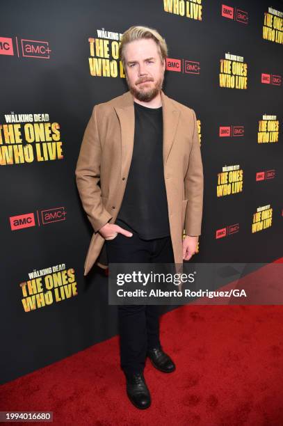 Josh McDermitt attends the premiere for AMC+ "The Walking Dead: The Ones Who Live" at Linwood Dunn Theater on February 07, 2024 in Los Angeles,...