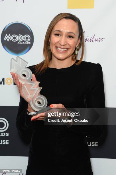 Jessica Ennis-Hill, Winner of the Paving the Way award, poses in the winners room during the MOBO Awards 2024 at Utilita Arena Sheffield on February...