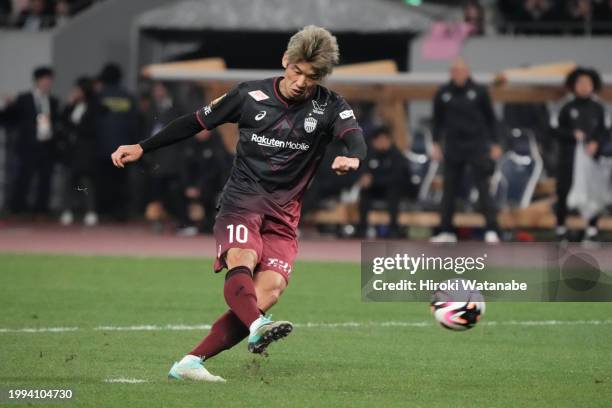 Yuya Osako of Vissel Kobe in action during the preseason friendly match between Vissel Kobe and Inter Miami at National Stadium on February 07, 2024...