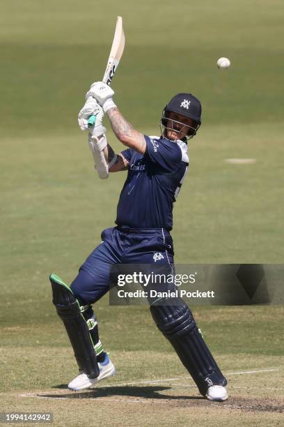 Nic Maddinson of Victoria bats during the Marsh One Day Cup match between Victoria and South Australia at CitiPower Centre, on February 08 in...