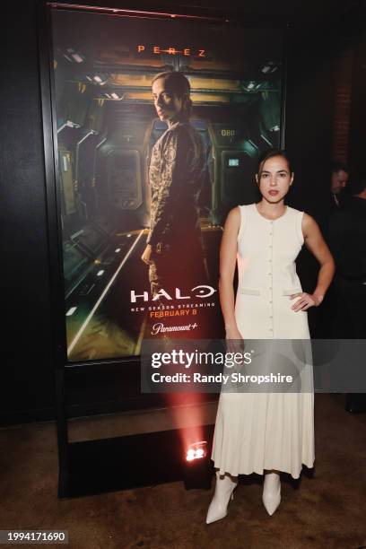 Cristina Rodlo attends "Halo" Fan Screening at Nya Studios on February 07, 2024 in Los Angeles, California.