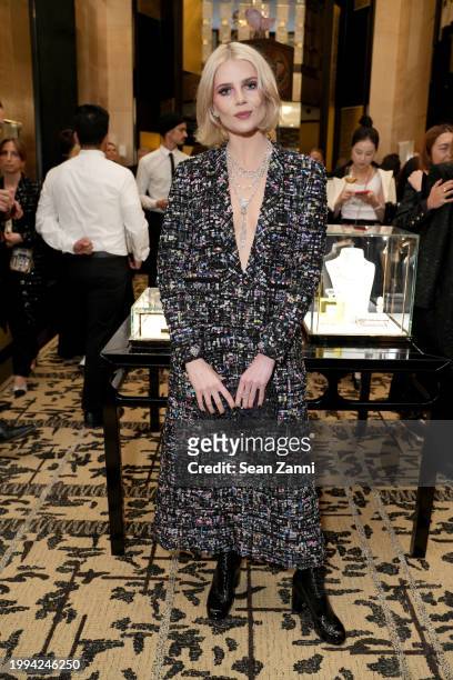 Lucy Boynton, wearing CHANEL, attends the CHANEL cocktail to celebrate the Watches & Fine Jewelry Fifth Avenue Flagship Boutique Opening on February...