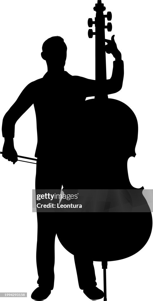 Kontrabassist oder Cellist Silhouette