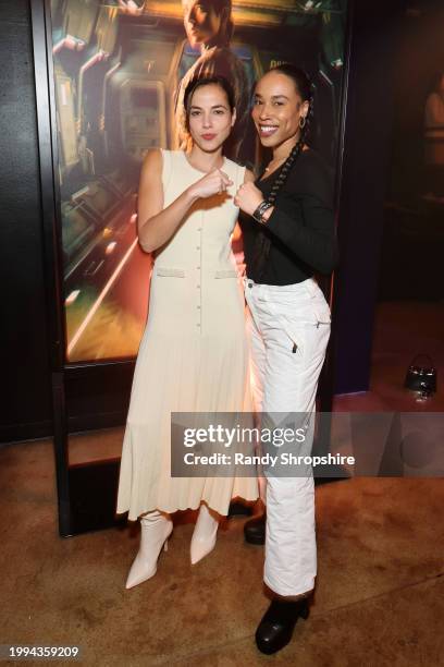 Cristina Rodlo and guest attend "Halo" Fan Screening at Nya Studios on February 07, 2024 in Los Angeles, California.