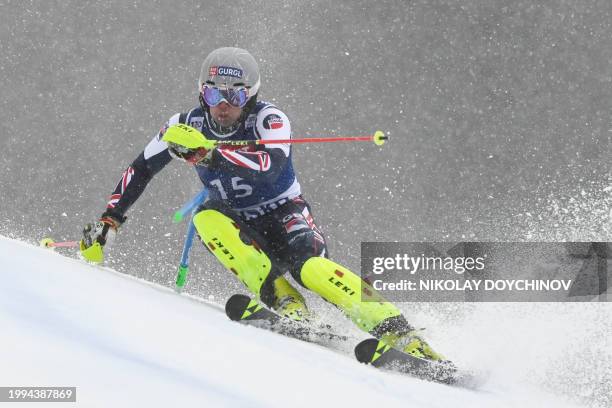 Britain's Dave Ryding competes in the Men's Slalom event during the FIS Alpine Ski World Cup in Bansko, on February 11, 2024.