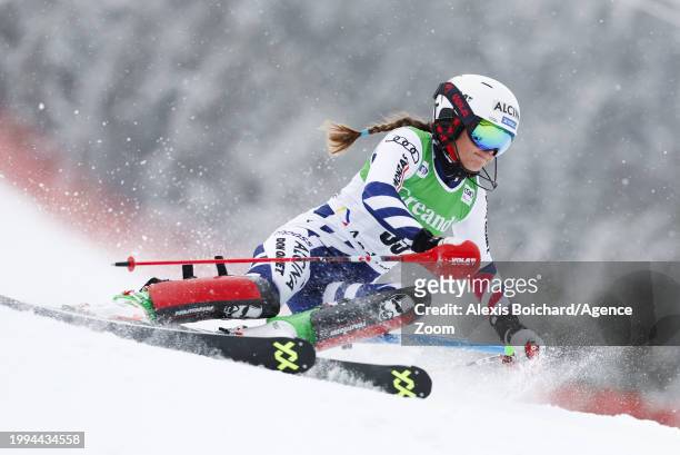 Adriana Jelinkova of Team Netherlands in action during the Audi FIS Alpine Ski World Cup Women's Slalom on February 11, 2024 in Soldeu, Andorra.