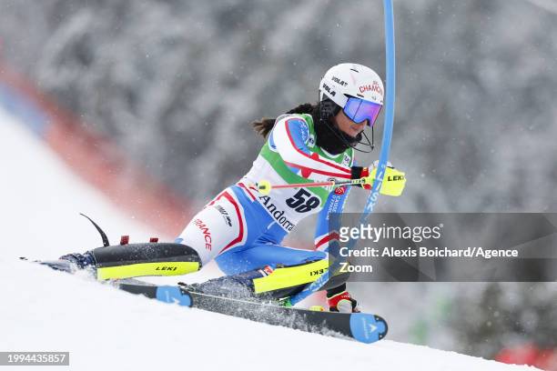 Laurine Lugon Moulin of Team France in action during the Audi FIS Alpine Ski World Cup Women's Slalom on February 11, 2024 in Soldeu, Andorra.