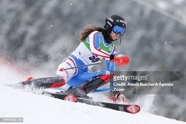 Caitlin Mcfarlane of Team France in action during the Audi FIS Alpine Ski World Cup Women's Slalom on February 11, 2024 in Soldeu, Andorra.