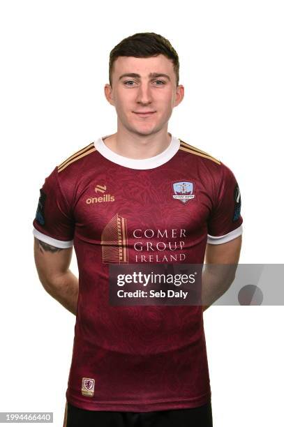 Galway , Ireland - 9 February 2024; Edward McCarthy during a Galway United FC squad portraits session at The Galmont Hotel in Galway.