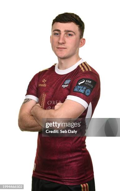 Galway , Ireland - 9 February 2024; Edward McCarthy during a Galway United FC squad portraits session at The Galmont Hotel in Galway.