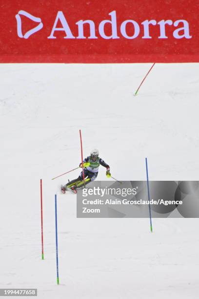 Paula Moltzan of Team United States in action during the Audi FIS Alpine Ski World Cup Women's Slalom on February 11, 2024 in Soldeu, Andorra.