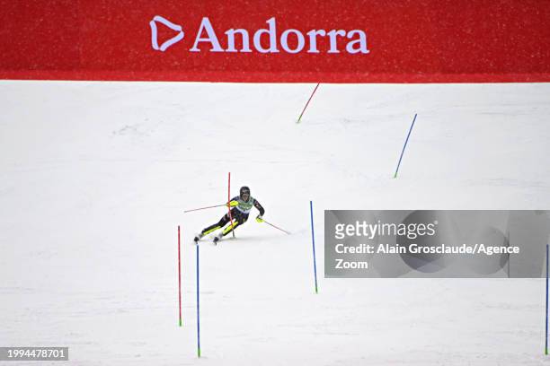 Anna Swenn Larsson of Team Sweden in action during the Audi FIS Alpine Ski World Cup Women's Slalom on February 11, 2024 in Soldeu, Andorra.