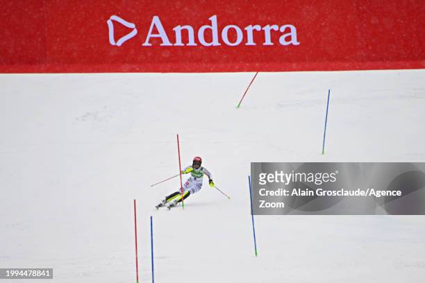 Lena Duerr of Team Germany in action during the Audi FIS Alpine Ski World Cup Women's Slalom on February 11, 2024 in Soldeu, Andorra.