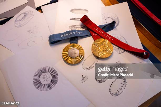 In this image released on February 8, Olympic and Paralympic games medals are unveiled at Chaumet on February 02, 2024 in Paris, France. Paris will...