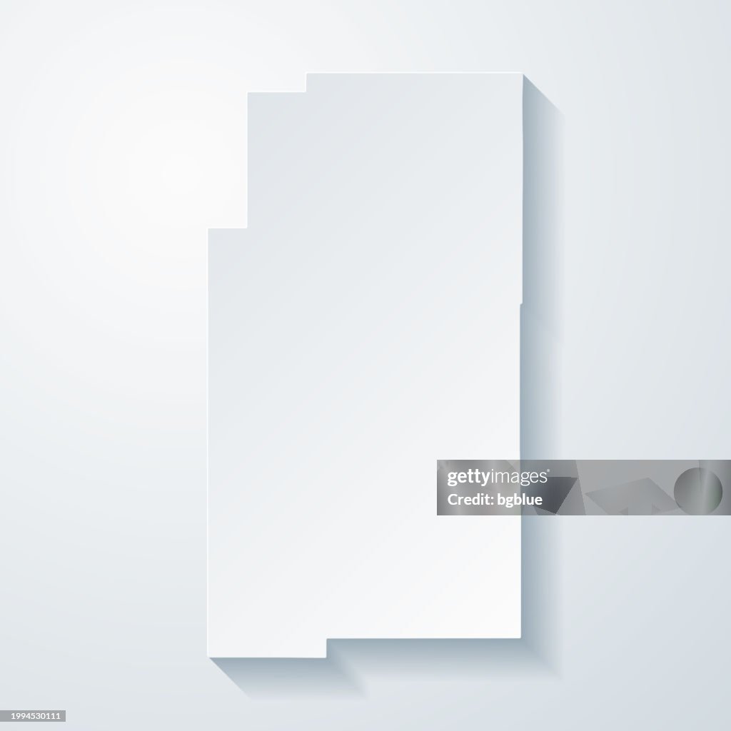 Lee County, Mississippi. Map with paper cut effect on blank background