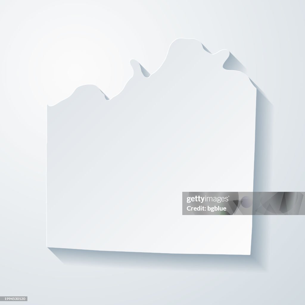 Jackson County, Missouri. Map with paper cut effect on blank background
