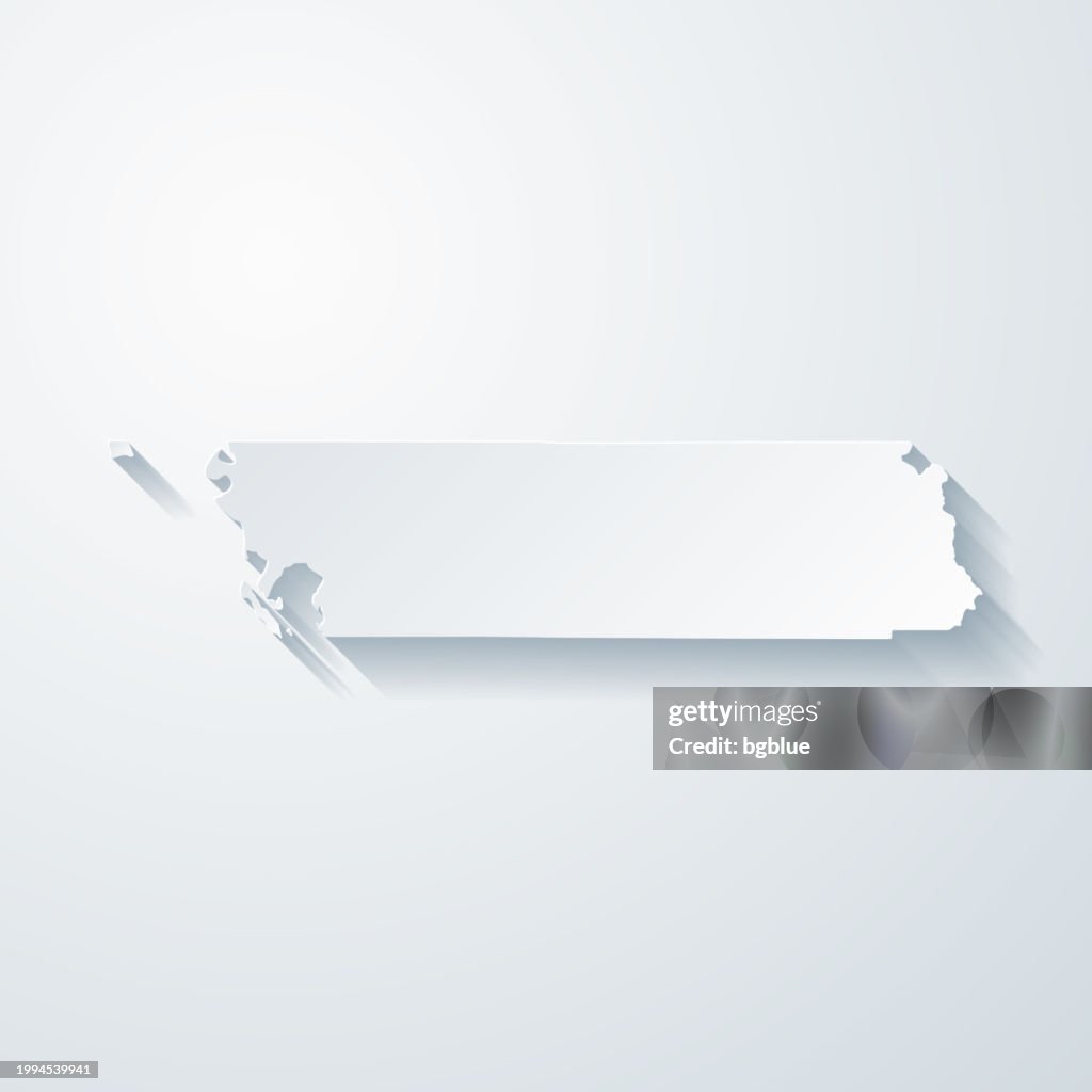 Whatcom County, Washington. Map with paper cut effect on blank background