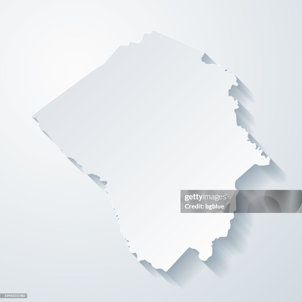 Pitt County, North Carolina. Map with paper cut effect on blank background