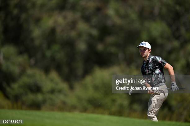 Rasmus Neergaard-Petersen from Denmark on he fifth during day four of the Bain's Whisky Cape Town Open at Royal Cape Golf Club on February 11, 2024...