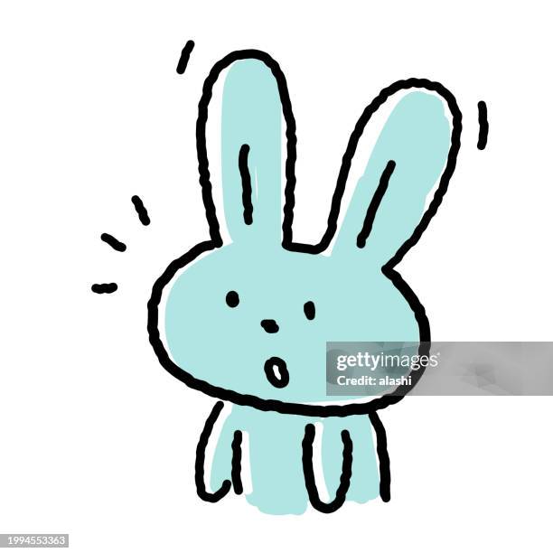 cute rabbit line drawing: alertness - year of the rabbit stock illustrations