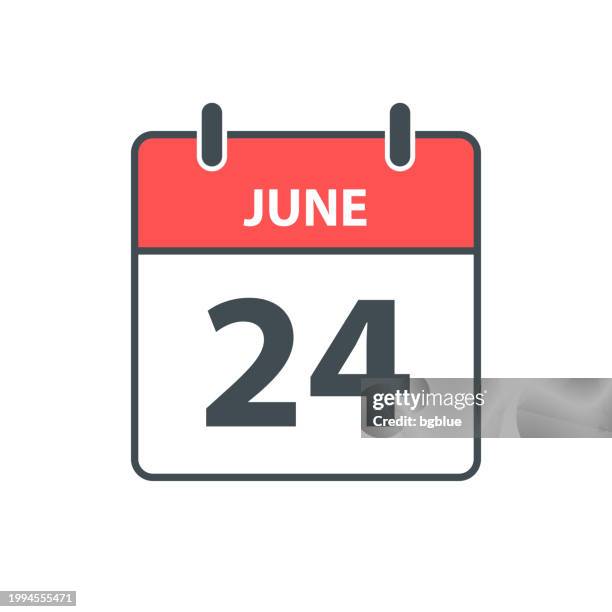 june 24 - daily calendar icon in flat design style on white background - 24 2026 stock illustrations