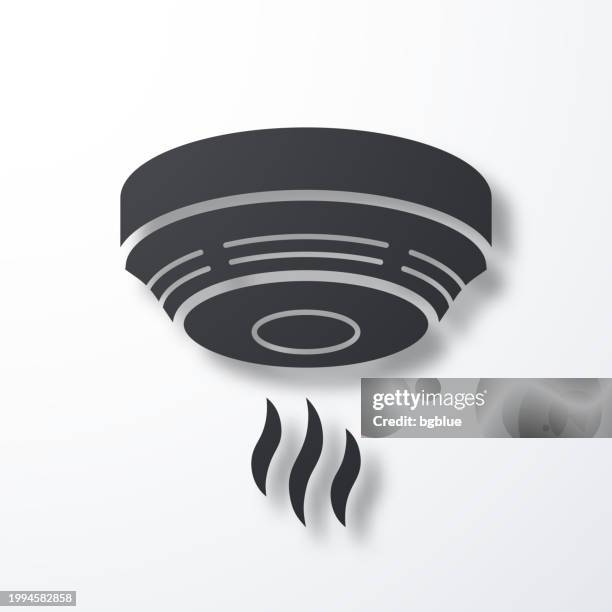 smoke detector. icon with shadow on white background - white ceiling stock illustrations