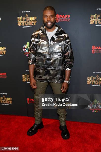 Amin Joseph attends the 32nd Annual Pan African Film & Arts Festival Opening Night Premiere Of "A Hip Hop Story" at Writers Guild Theater on February...