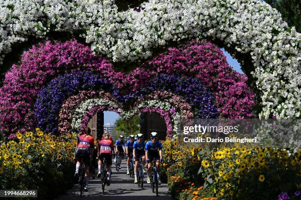 Maelle Grossetete of France and Daria Pikulik of Poland and Team Human Powered Health prior to the 2nd UAE Tour 2024, Stage 1 a 122km stage from...