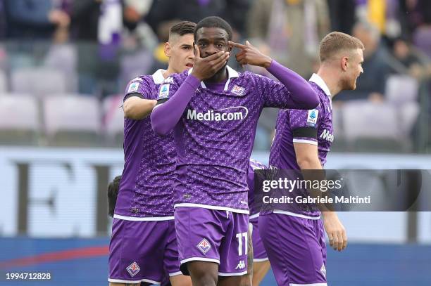 Nanitamo Jonathan Ikoné of ACF Fiorentina celebrates after scoring a goal during the Serie A TIM match between ACF Fiorentina and Frosinone Calcio -...