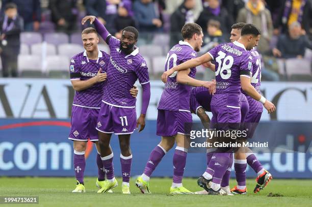Nanitamo Jonathan Ikoné of ACF Fiorentina celebrates after scoring a goal during the Serie A TIM match between ACF Fiorentina and Frosinone Calcio -...