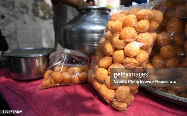 Pani Puri, which as a boy Yashasvi Jaiswal of India used to help people sell pictured after the 2nd Test Match between India and England on February...