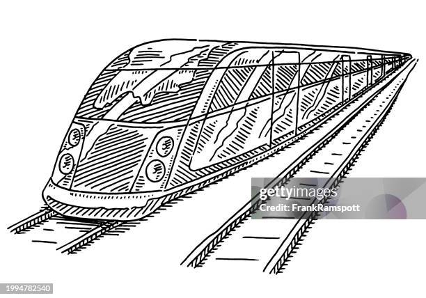 Train Drawining Speed Draw High Speed Train On Railway Drawing High-Res Vector Graphic - Getty Images