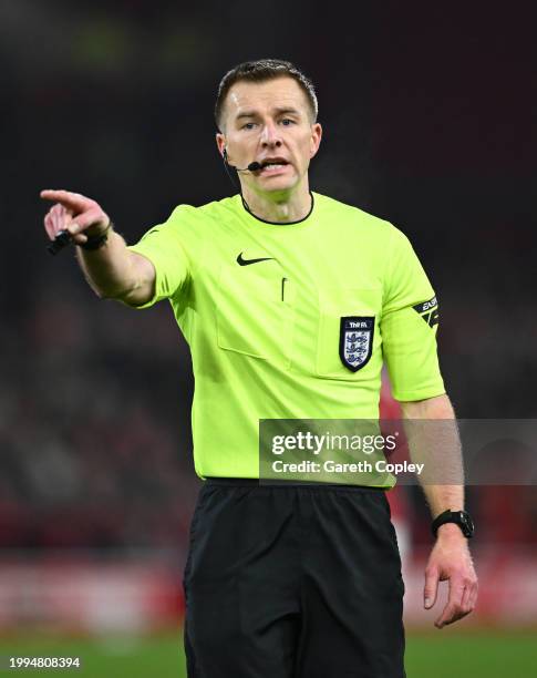 Referee Michael Salisbury during the Emirates FA Cup Fourth Round Replay match between Nottingham Forest and Bristol City at City Ground on February...