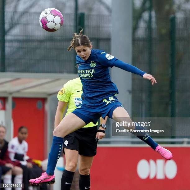 Laura Strik of PSV Women during the Dutch Eredivisie Women match between FC Utrecht Women v PSV Women at the Sportpark Elinkwijk on February 11, 2024...