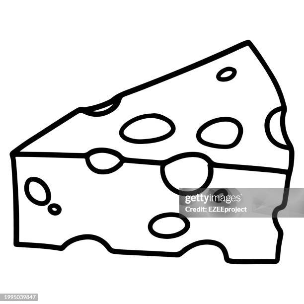 cheese hand drawn icon illustration - cheddar cheese slice stock illustrations